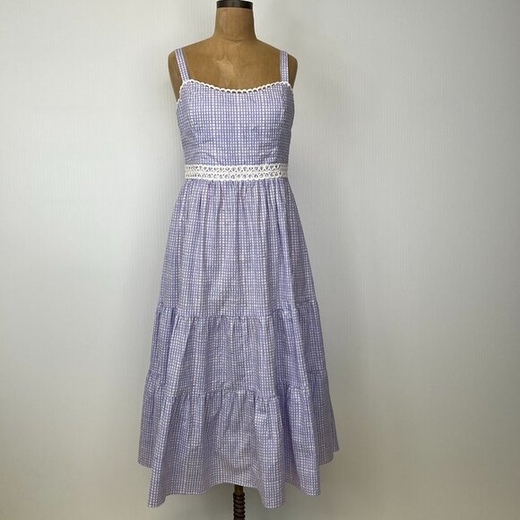 Lilly Pulitzer Dress Women 8 Olivet Stretch Midi Gingham Pocket Party Core Ni - Picture 1 of 16